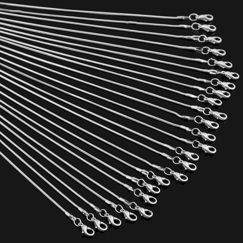 Cmidy Snake Chains Necklace 24pcs 925 Silver Plated 1.2mm DIY Charms Link with Lobster Clasps for Jewelry Making (16 inch) - Image 2